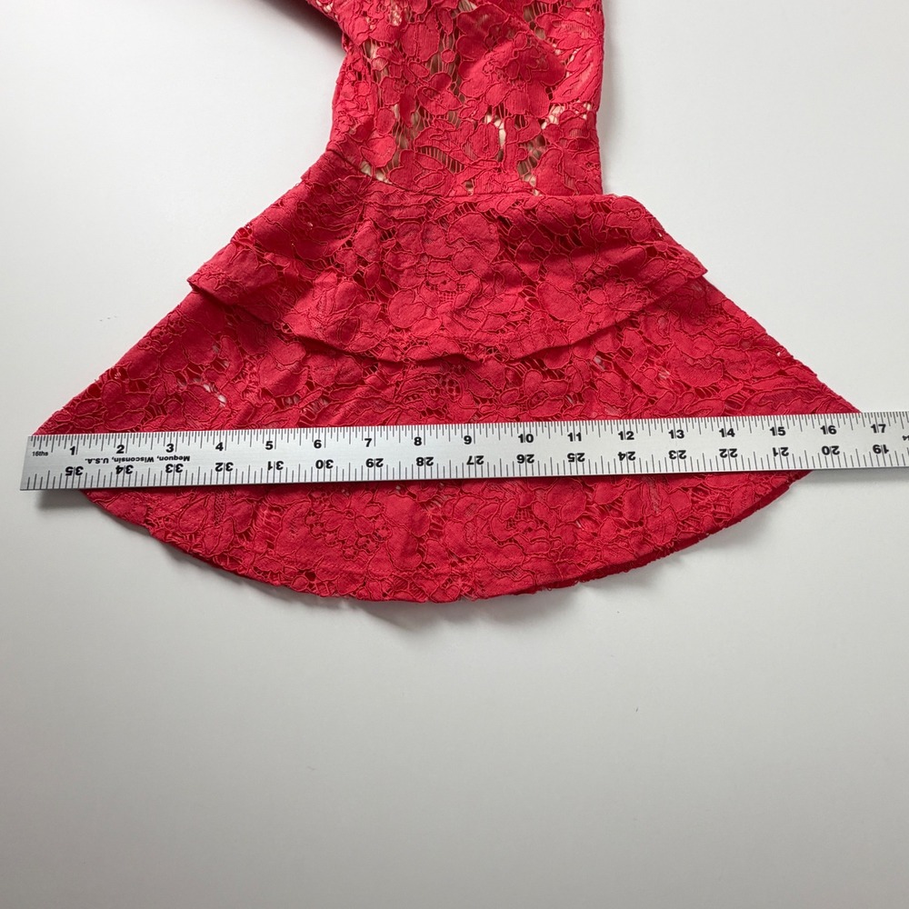 Eliza J Elegant Pink Lace Overlay with Nude Lining Tiered‎ Bell Sleeves Size 14 - Picture 12 of 14